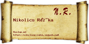 Nikolics Réka névjegykártya
